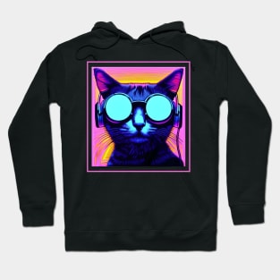 Cool Pop Art Cat with Sunglasses and Headphones Hoodie